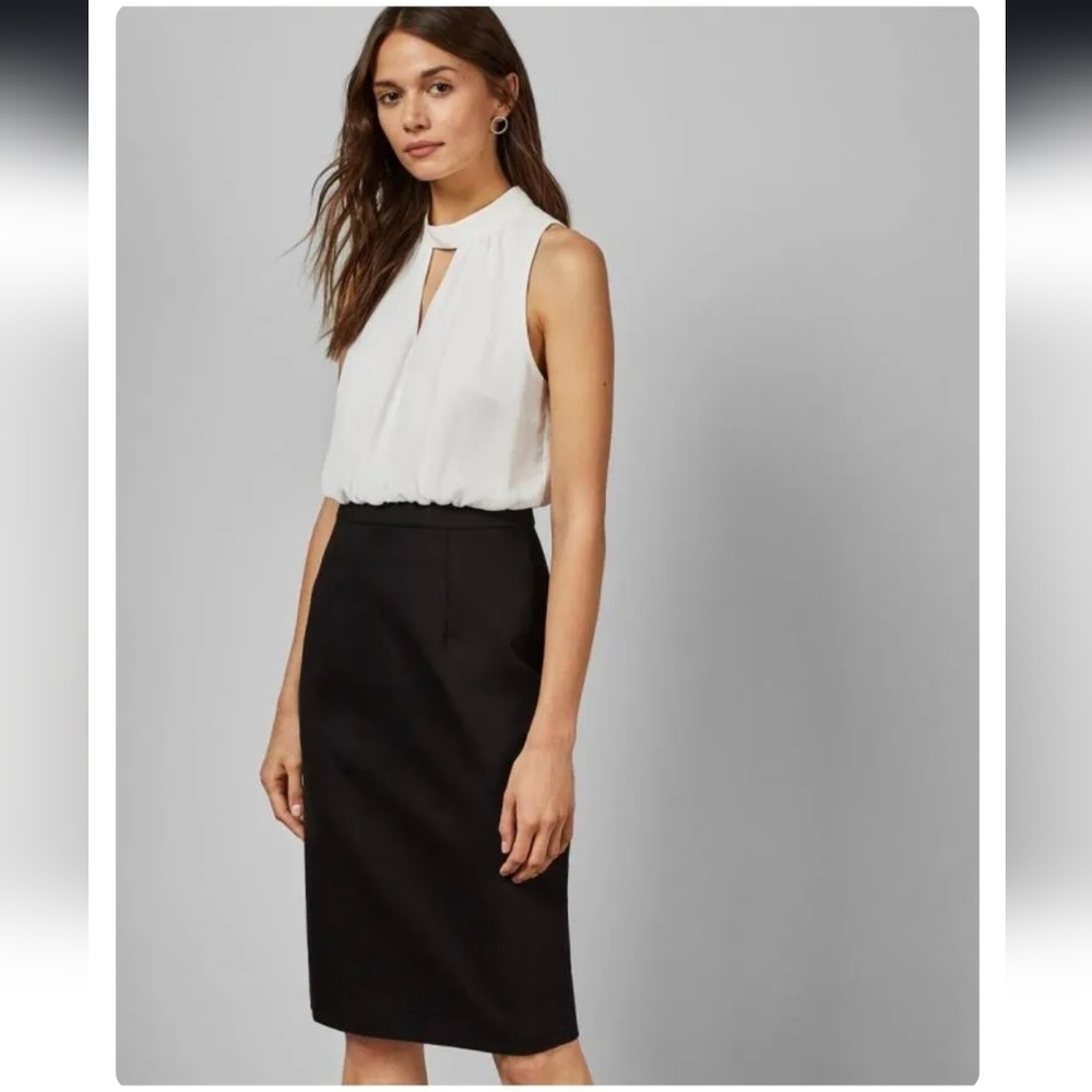 NWT Ted Baker Sleeveless White And Black Dress